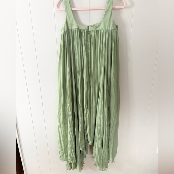 Bibhu Mohapatra green empire maxi dress pleated square neck size 2 - Picture 5 of 6